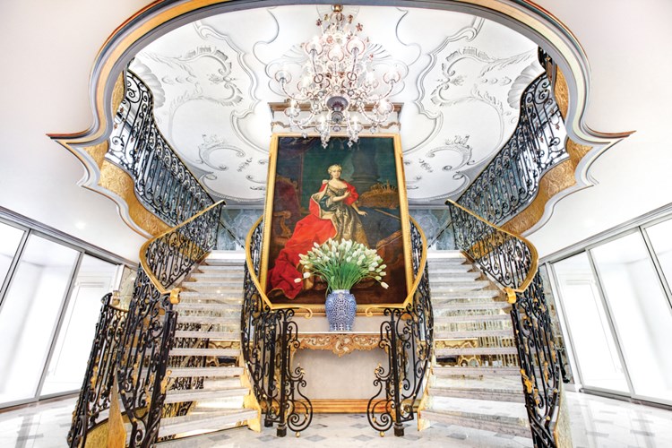 Lobby staircase with Maria Theresa painting  S.S. Maria Theresa 